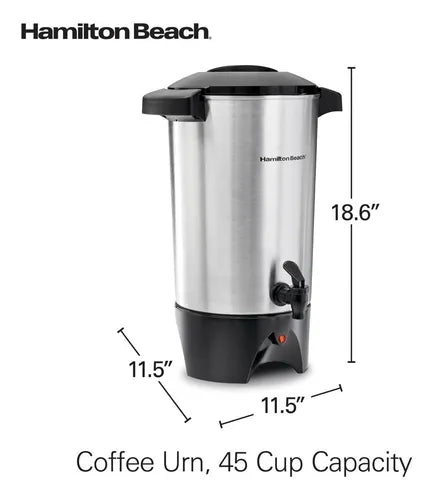 Cafetera Hamilton Beach Gran Capacidad 45 Tazas Color Aluminio Acero Inoxidable GRADO C