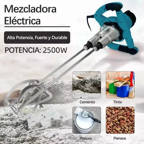 Mezcladora ElÃ©ctrica De Cemento Varilla Doble 2500w Sivrock GRADO A