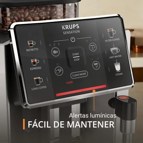 Cafetera De Espresso Automática Sensation, Krups, Ea910emx Negro/plata GRADO A