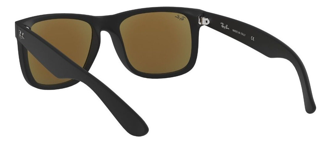 Lentes De Sol Ray-ban Justin Protección Uv Para Hombre Color De La Lente Azul Color Del Armazón Negro Diseño Espejeada
