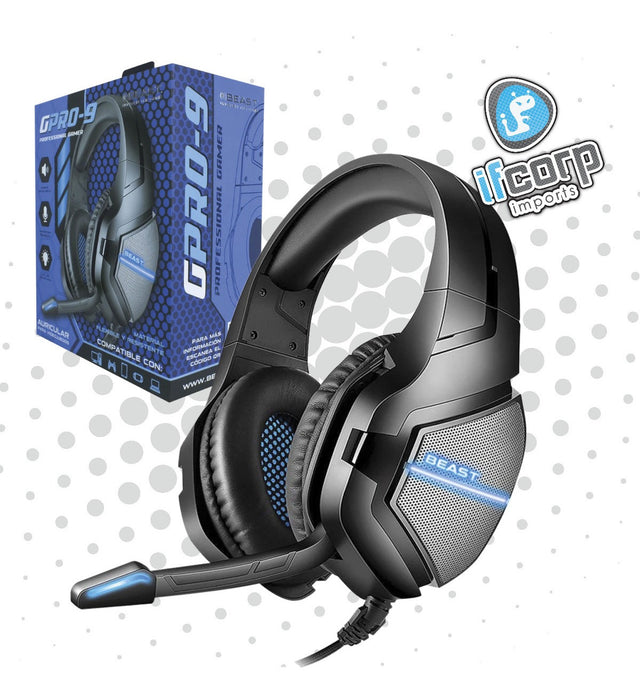 Audífonos Gaming Headset Micrófono Flexible Led Beast Color Negro GRADO A