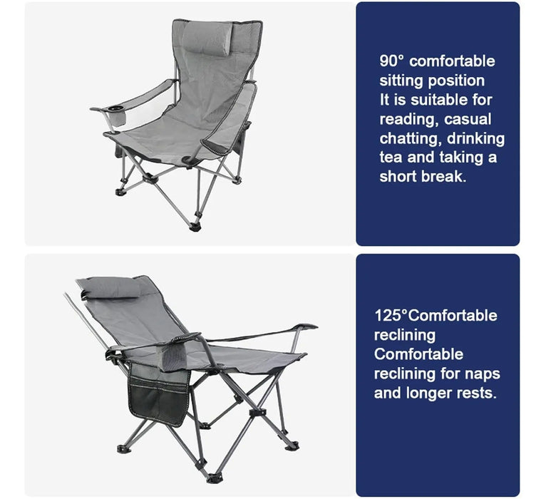 Silla Plegable Para Camping Y Playa Con Soporte De Bebida Color Blanco/ Hueso GRADO A