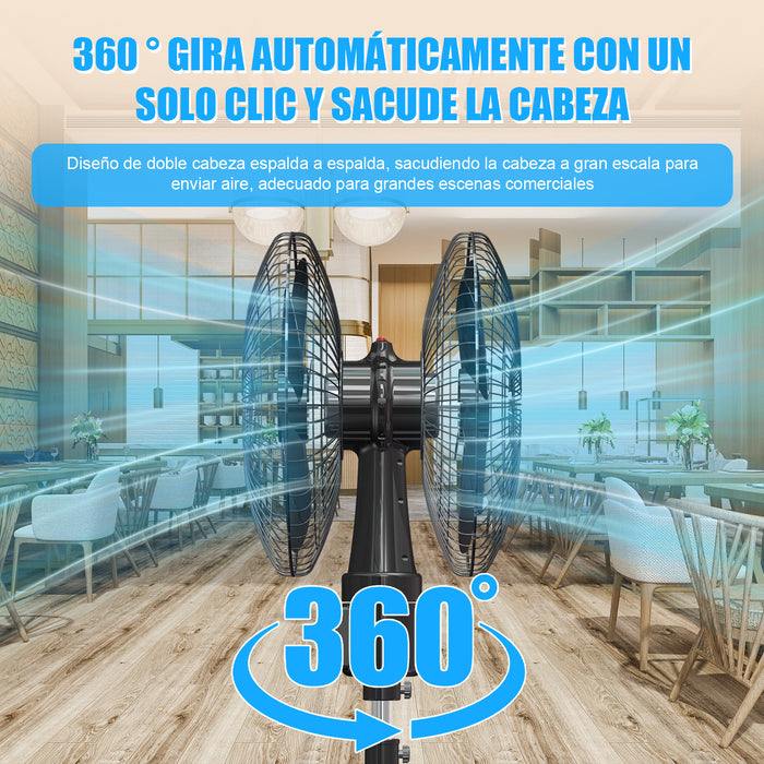 Ventilador 18 Inch Pedestal Piso Pared,doble Cabezal 360° GRADO B