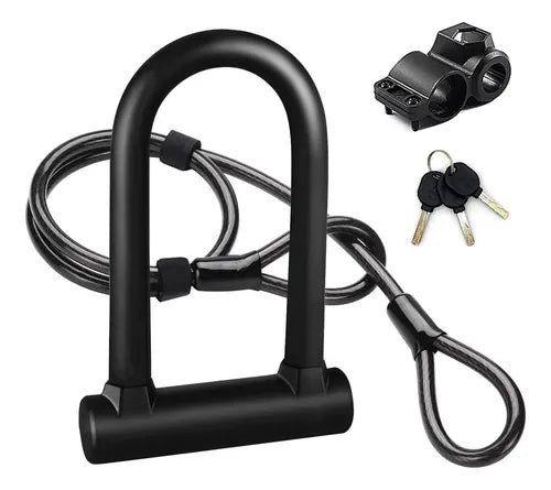 Candado Rigido Tipo U Para Bicicleta Moto Con 1.2 M Cable Grado A
