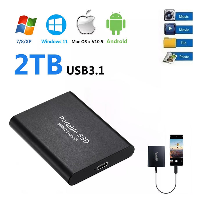 Disco Portátil Duro Externo Alta Velocidad Ssd 2tb Negro 1 GRADO B