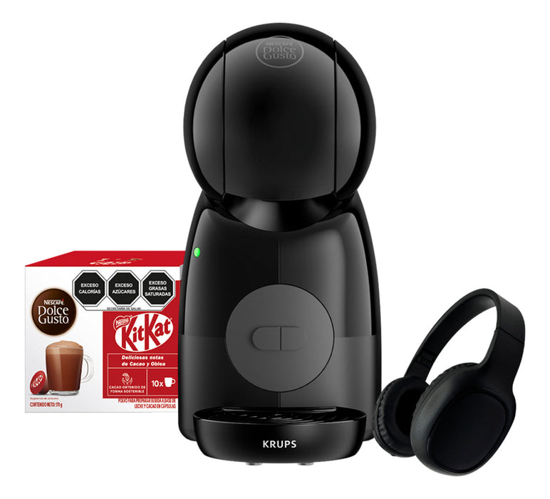 Cafetera Krups Dolce Gusto Con Audi­fonos Y Capsulas Kit Kat Negro GRADO B