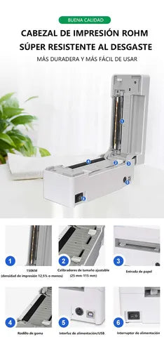 Impresora Térmica De Tickets 108mm Usb+bt 150mm/s Autoadhesivo
