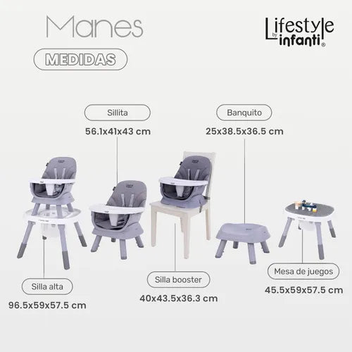 Silla Alta 6 En 1 Golden Multifuncional Con Charola Color Gris Infanti