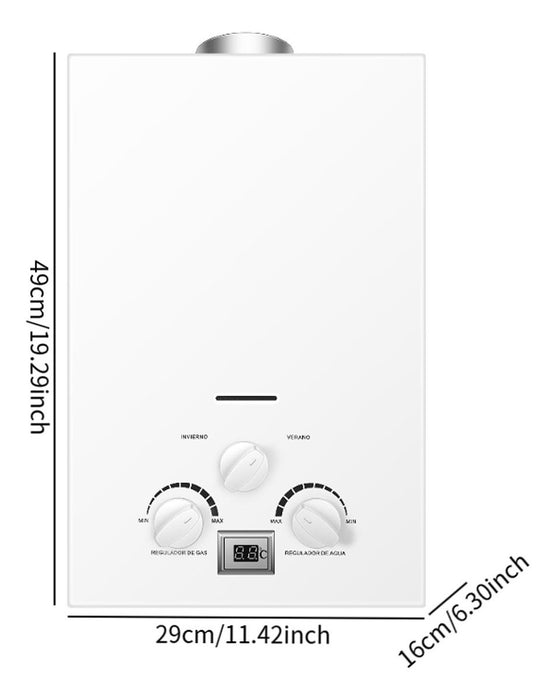 Calentador De Agua A Gas Glp Bram-metal Hogar 6 Litros Blanco GRADO B