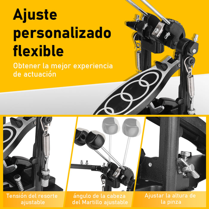 DOBLE PEDAL BOMBO TAMBOR REFORZADO 34-48CM AJUSTABLE, JUOPLD PEDAL BATERIA GRADO B
