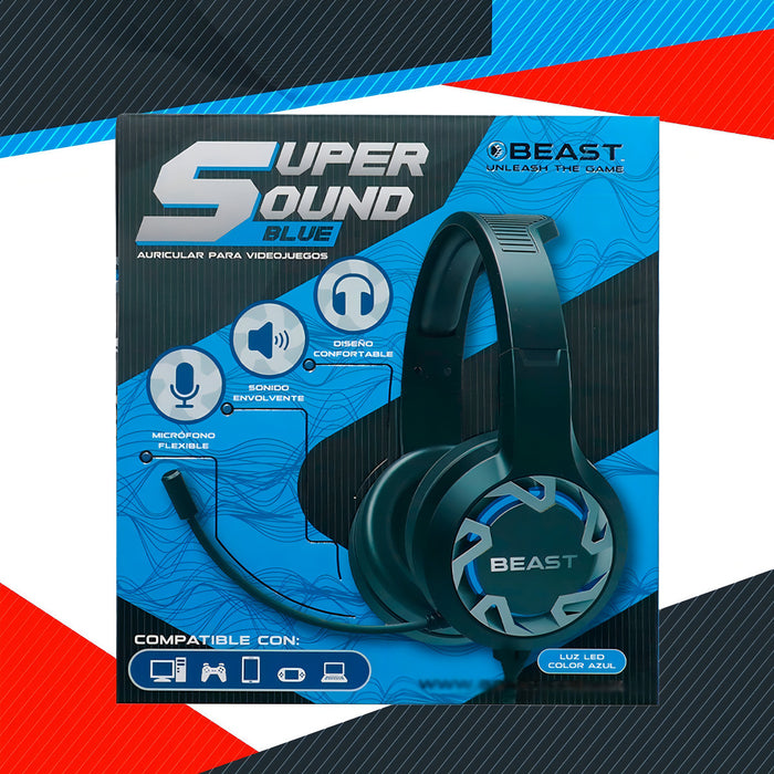 Audifonos Gamer Luz Led Beast Auriculares Super Sound Blue