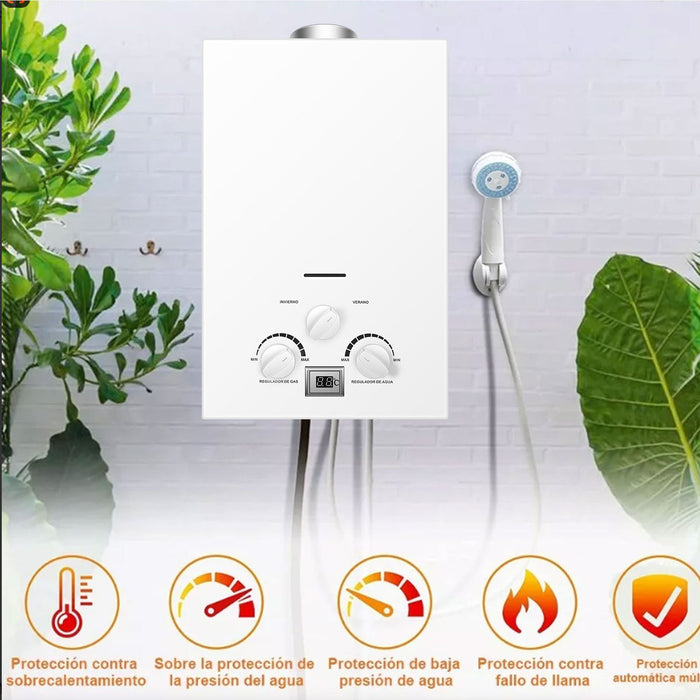 Calentador De Agua A Gas Glp Bram-metal Hogar 6 Litros Blanco GRADO B
