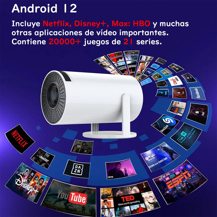 PROYECTOR WIFI PORTATIL MINI SMAR 4K PROYECTOR PARA JUEGOS BLANCO GRADO B