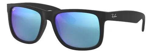 Lentes De Sol Ray-ban Justin Protección Uv Para Hombre Color De La Lente Azul Color Del Armazón Negro Diseño Espejeada