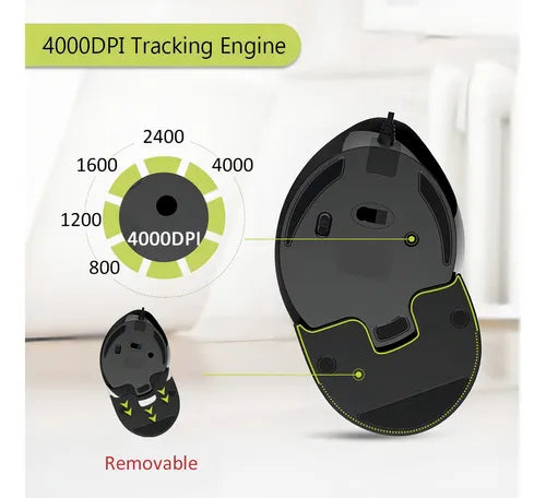 Mouse vertical Delux Ergonomic Series M618Plus RGB black GRADO B
