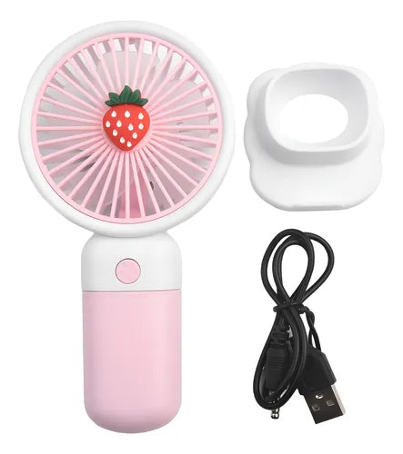 VENTILADOR DE MANO PORTÁTIL RECARGABLE 2PK 3 VELOCIDADES COLOR NARANJA SOPORTE PARA TELÉFONO MÓVIL