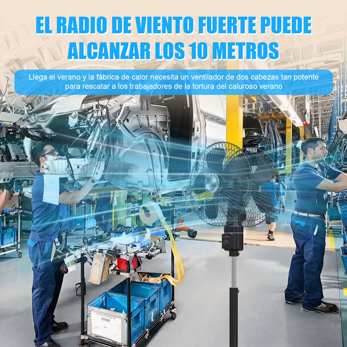 Ventilador 18 Inch Pedestal Piso Pared,doble Cabezal 360° GRADO B