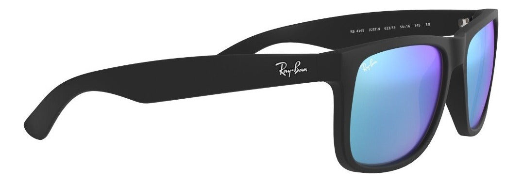Lentes De Sol Ray-ban Justin Protección Uv Para Hombre Color De La Lente Azul Color Del Armazón Negro Diseño Espejeada