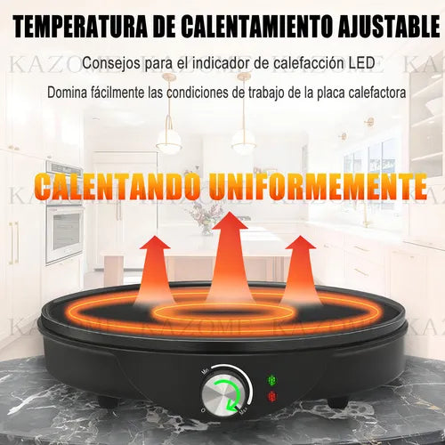 Kazome C-1 Crepera Electrica Antiadherente Duradera De Calidad Premium Color Negro 127v 1 GRADO B