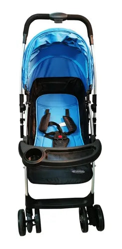 CARREOLA PLEGABLE BEBE PREMIUM DE BASTON PORTA VASO AZUL GRADO B