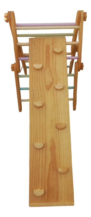 TRIÁNGULO EVOLUTIVO DE MADERA (CONEJO) EN COLORES PASTEL GRADO A