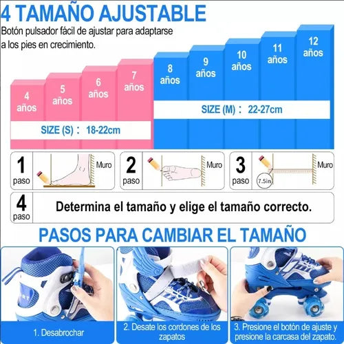 Patines de Cuatro Ruedas Línea Paralelos Ajustables TALLA 39-42  2 EN 1 GRADO B