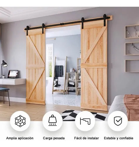 Herraje Riel Para Puertas Dobles Correderas De Granero 2.44m GRADO B
