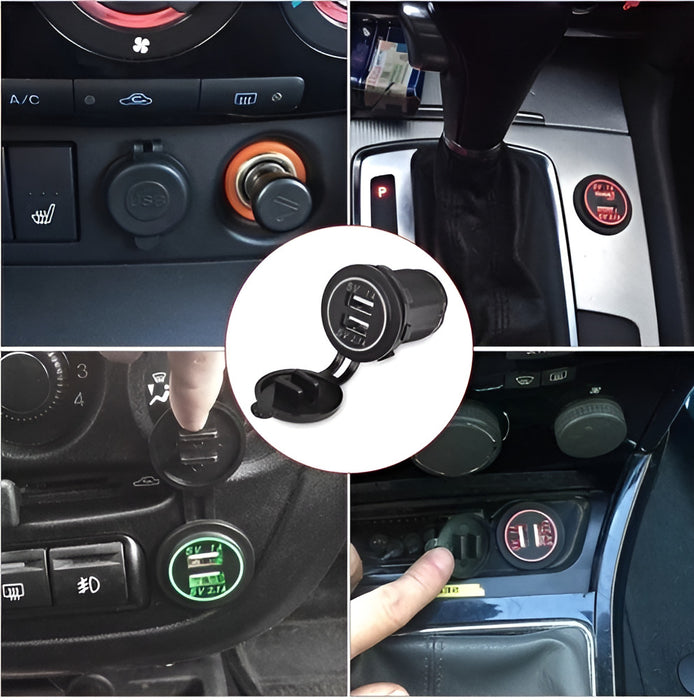 2pcs 12v 2.1a cargador iluminado usb doble salida coche moto