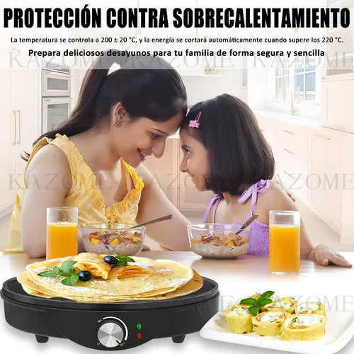 Kazome C-1 Crepera Electrica Antiadherente Duradera De Calidad Premium Color Negro 127v 1 GRADO B