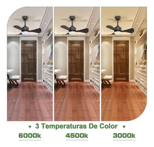 Ventilador De Techo Modernos De 28 Pulgadas, Ventilador De Techo Con Luz Led Y Control Remoto, Lampara Ventilador Silencioso De 3 Aspas Para Interior/exterior Con 3cct+6 Velocidades