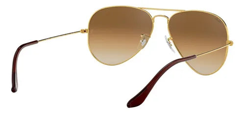 lente solar ray-ban aviator gradien montura de metal unisex color de la lente marrón color del armazón dorado diseño degradada 6879 Grado A