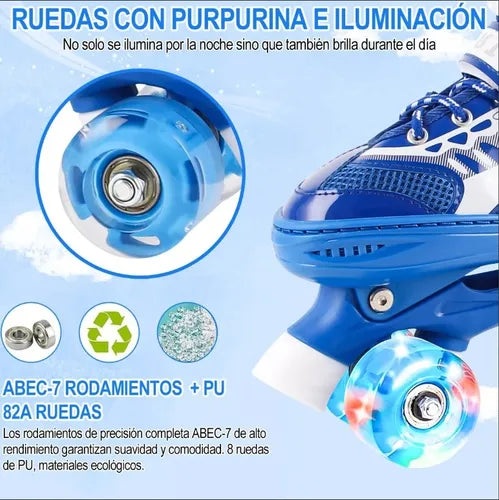 Patines de Cuatro Ruedas Línea Paralelos Ajustables TALLA 39-42  2 EN 1 GRADO B