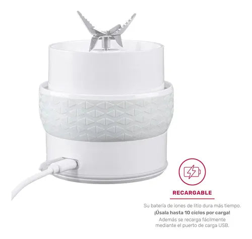 Licuadora PortÃ¡til Licuadora Portatil Juguera Electrica Recargable Usb 490 Ml Con Usb Blanca Y Vaso De PlÃ¡stico 7.4v - Incluye 5 Accesorios GRADO B