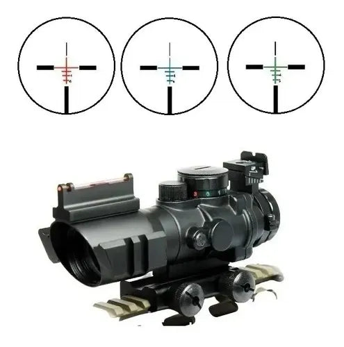 MIRA TÃ¡CTICA TELESCÃ³PICA ILUMINADA ROJO VERDE AZUL MILITAR GRADO B