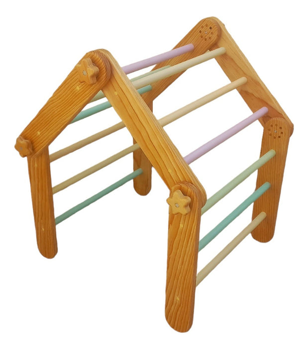 TRIÁNGULO EVOLUTIVO DE MADERA (CONEJO) EN COLORES PASTEL GRADO A