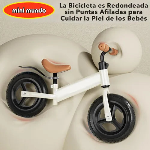 Bicicleta De Equilibrio Entrenadora Sin Pedales para Niños Ruedas de 11 Pulgadas Color Blanco Mini Mundo DWZ-122003 GRDO B