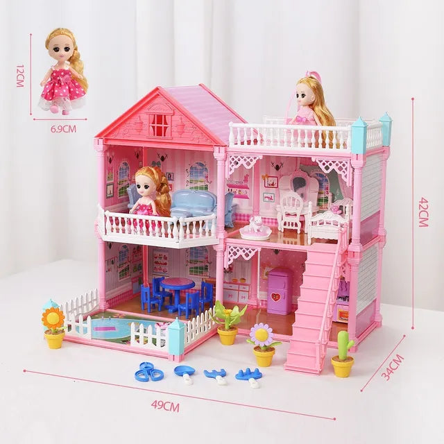 Casas De Muñecas Rosas De Niñas Exquisita Casa De Muñeca Led Grado A