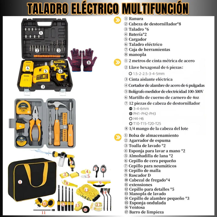 JUEGO DE HERRAMIENTAS PARA TALADRO ELECTRICO 74 PIEZAS GRADO A