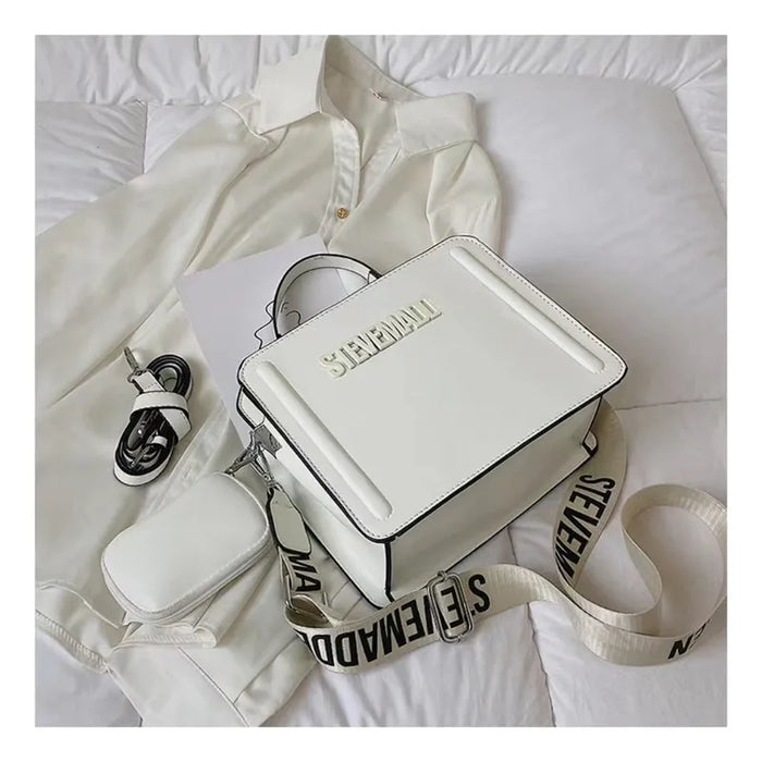 Color Sólido Letras Mano Bl Bolsa De Hombro Bolsa Crossbody Color Blanco. Grado A