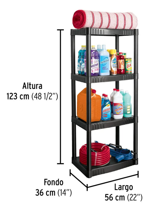 ESTANTE PLASTICO PARA HERRAMIENTAS PRETUL 4 NIVELES GRADO B