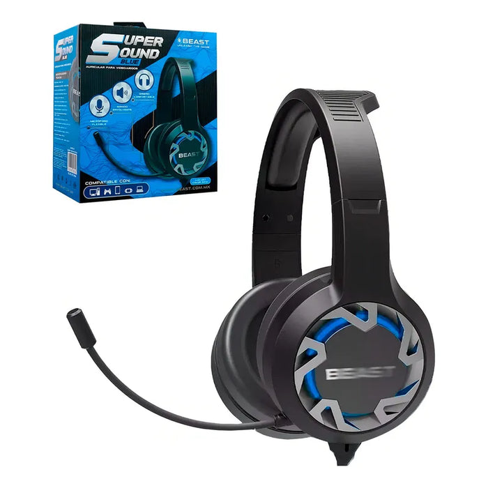 Audifonos Gamer Luz Led Beast Auriculares Super Sound Blue