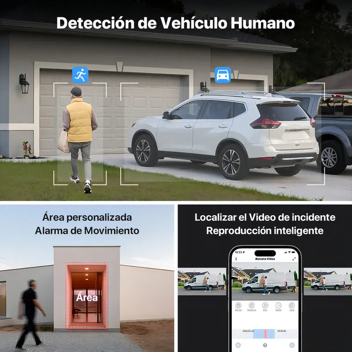 Kit H.view HV-84AHD5001-1TB De Cámara de Videovigilancia Circuito Cerrado 5mp 4 Cámaras Exterior Disk 1000gb Dvr Color Blanco Two-way Audio Grado B