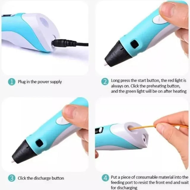 Pluma De Impresión 3d Con Filamento Pla 36m, 12 Colores 3 M Grado B