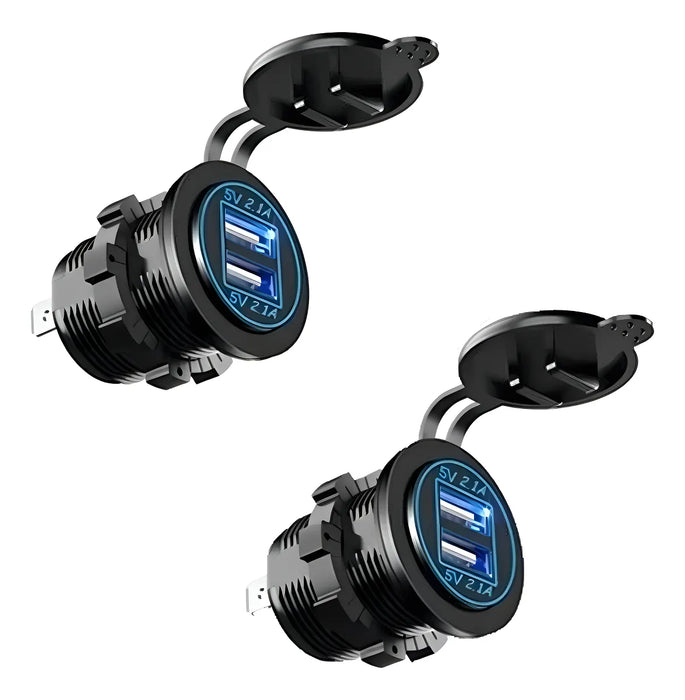 2pcs 12v 2.1a cargador iluminado usb doble salida coche moto