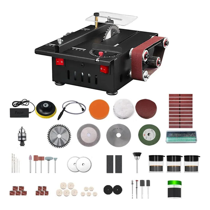 MINI SIERRA DE BANCO Y LIJADORA DE CORREA CON VARIL 150W