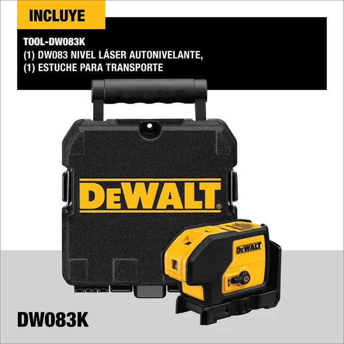 NIVEL LASER AUTONIVELANTE DE 3 PUNTOS 30 MTS DEWALT DW083K Grado B