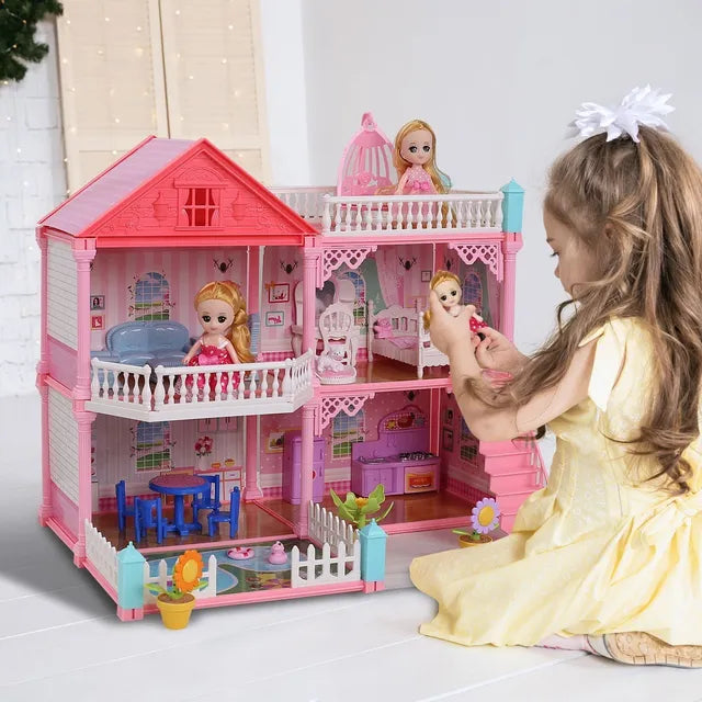 Casas De Muñecas Rosas De Niñas Exquisita Casa De Muñeca Led Grado A