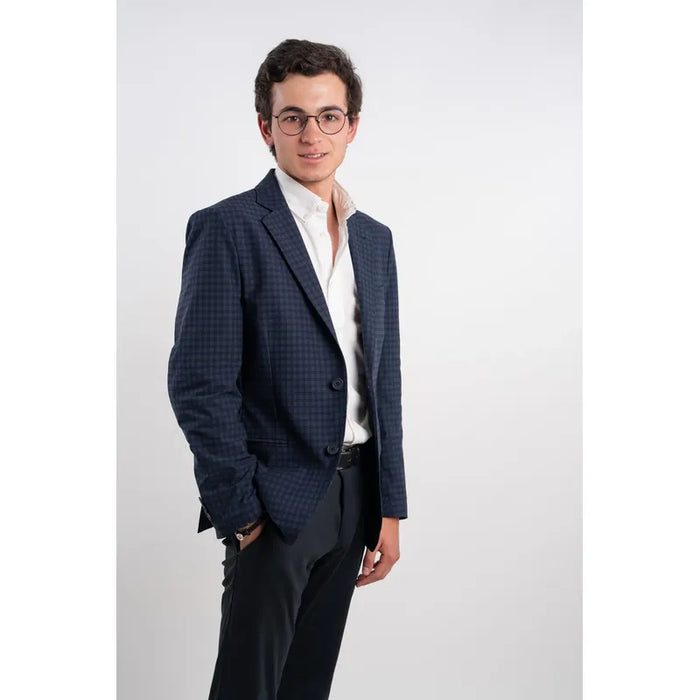 BLAZER MOVITI CÓMODO SEMI FORMAL PARA HOMBRE AZUL MARINO CON CUADROS TALLA 36C GRADO A