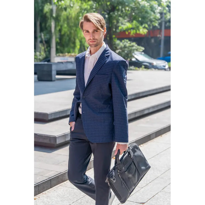 BLAZER MOVITI CÓMODO SEMI FORMAL PARA HOMBRE AZUL MARINO CON CUADROS TALLA 36C GRADO A