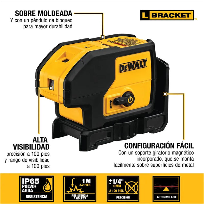 NIVEL LASER AUTONIVELANTE DE 3 PUNTOS 30 MTS DEWALT DW083K Grado B